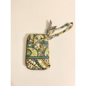 Vera Bradley Blue, Yellow And  Gray Wallet Floral Pattern Pre Owned With Stap